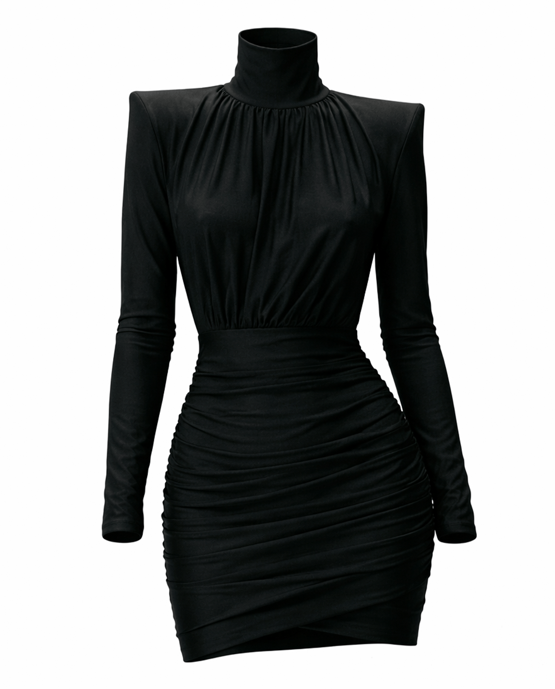 Cloud Wear KARA Sukienka Mini z Drapowaną Górą i Poduszkami w Ramionach